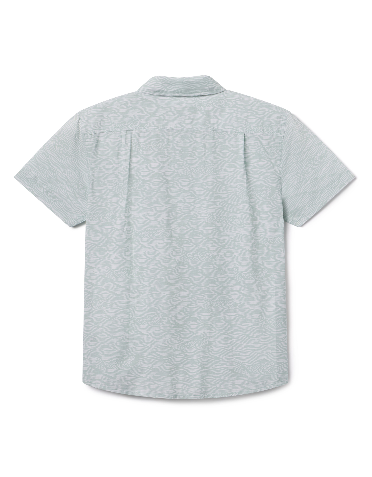 Baja Llama green wave stripe Print Cotton Viscose short sleeve button up shirt