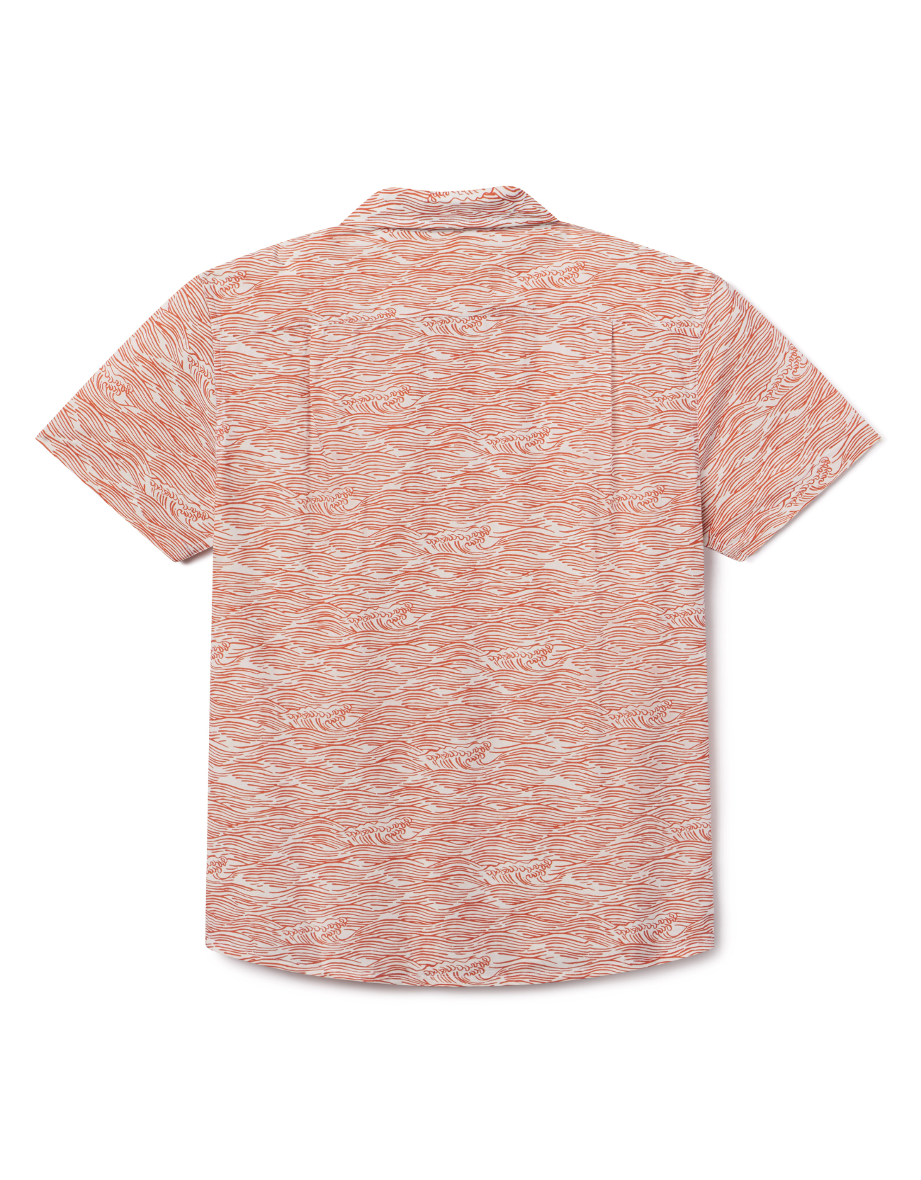 Baja Llama burnt orange wave Print Cotton Viscose short sleeve button up shirt