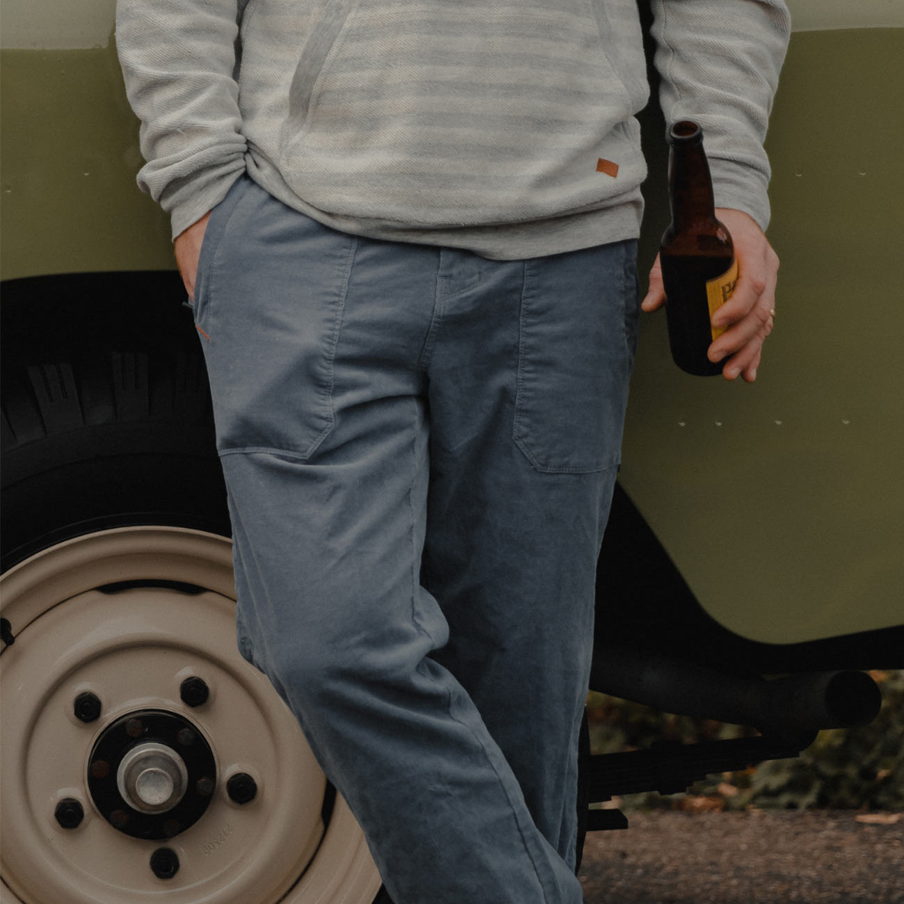 Baja Llama Blue Arroyo Stretch Waistband Cotton Corduroy Walk Pants