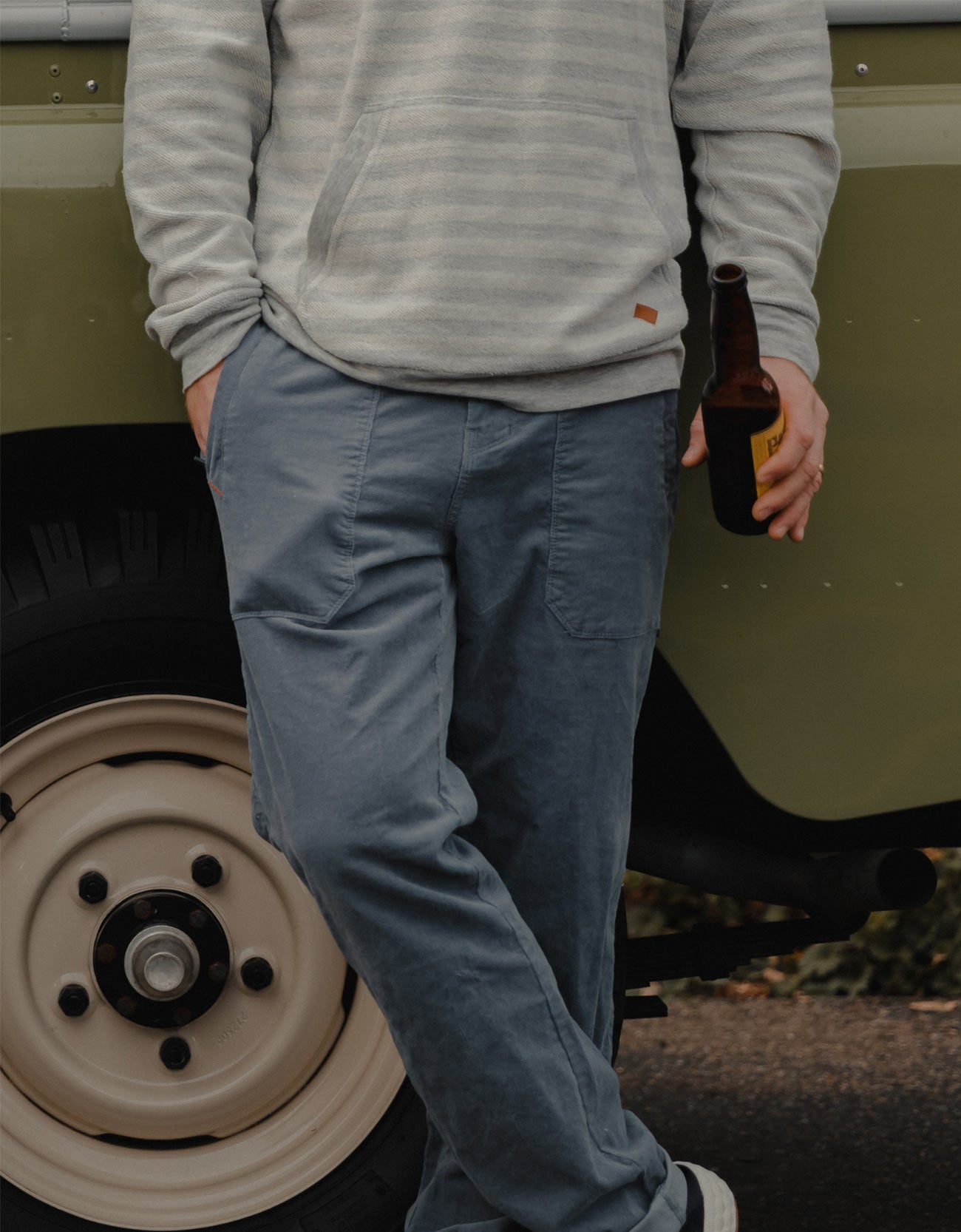 Baja Llama Blue Arroyo Stretch Waistband Cotton Corduroy Walk Pants