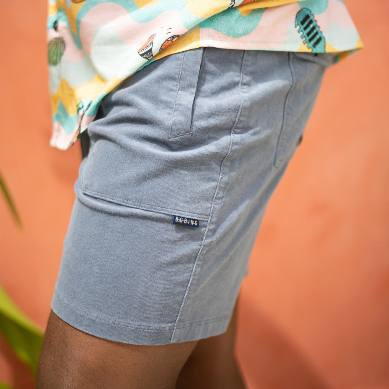Baja Llama's Arroyo 18" Steal Blue Stretch Corduroy Casual Walk Shorts