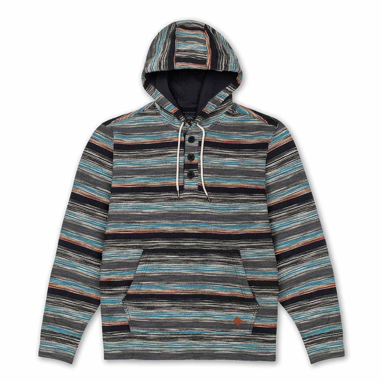 Baja Llama Black and Blue mexican style cotton poncho