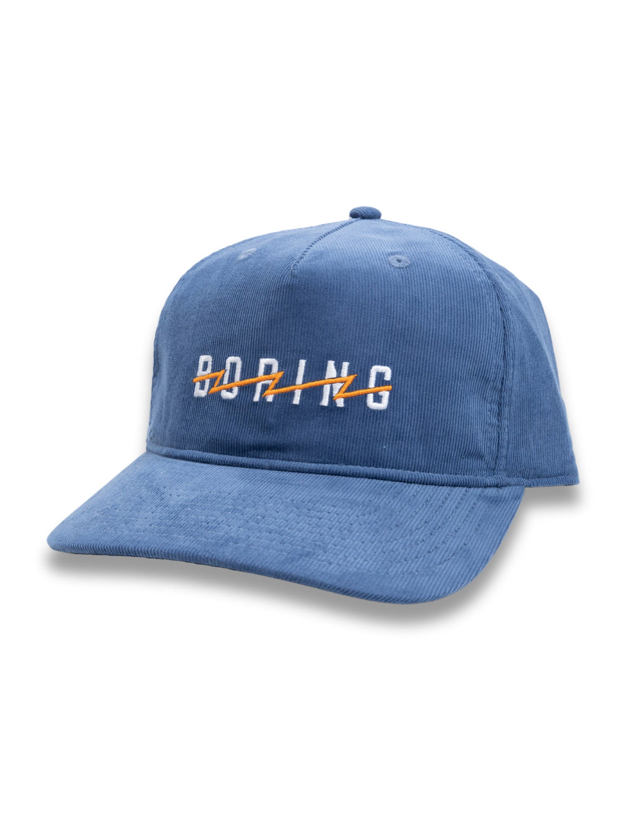 Blue Boring logo embroidered corduroy hat