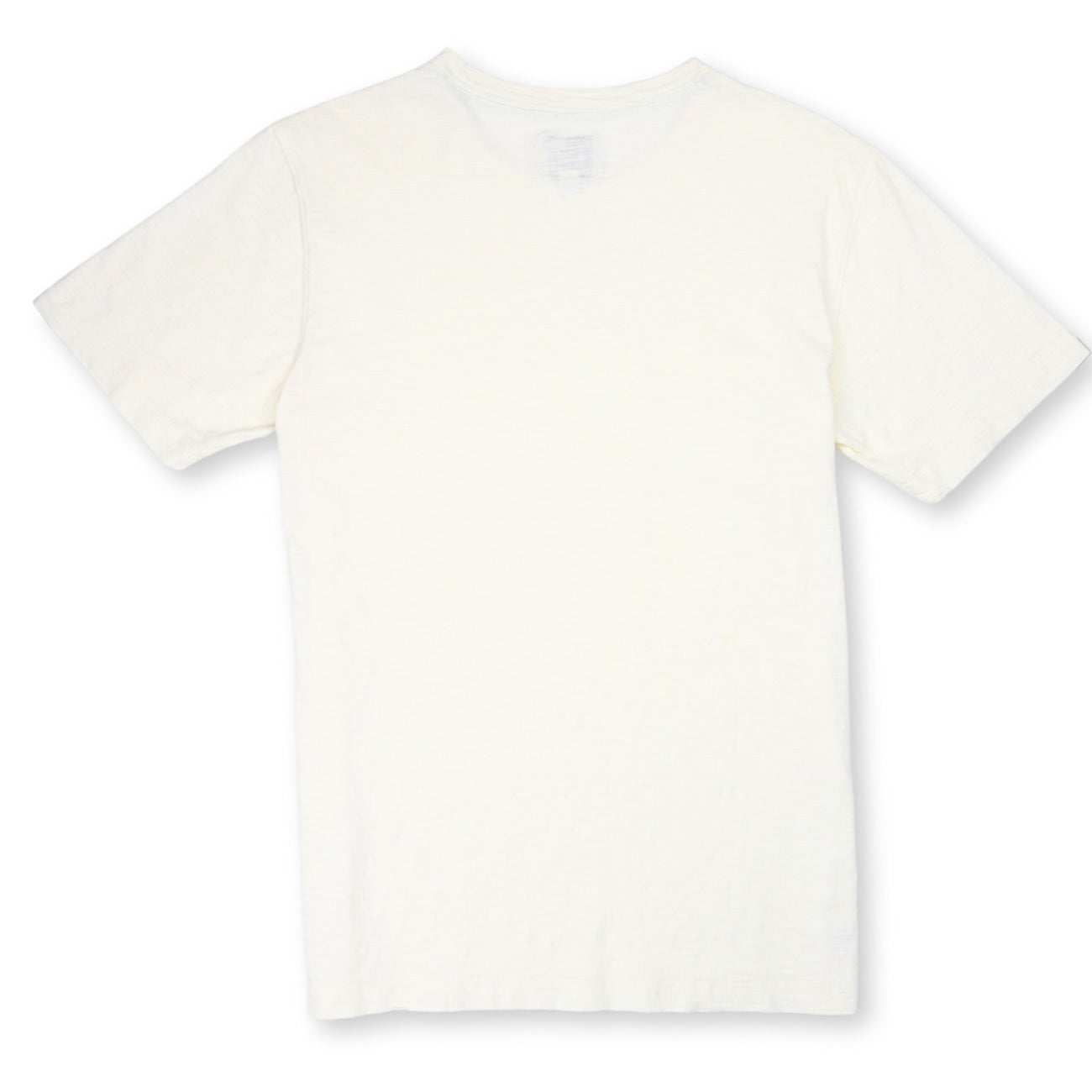 Baja Llama Solid Cream Slub Pima Pocket Tee – Back view of cream-colored crewneck T-shirt made from ultra-premium Peruvian cotton with textured slub finish – Showcases relaxed fit and breathable fabric – Eco-friendly, lightweight casual wear for men