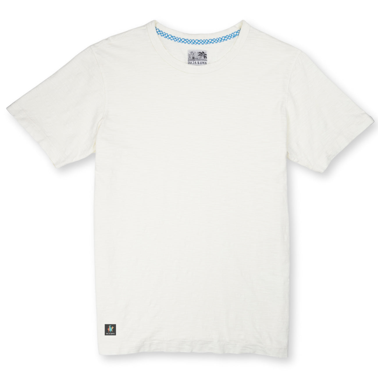 Baja Llama Solid Cream Slub Pima Pocket Tee – Cream-colored crewneck T-shirt made from ultra-premium Peruvian cotton with textured slub finish. Displayed flat to highlight softness, breathability, and minimalist design – Eco-friendly, lightweight casual wear for men