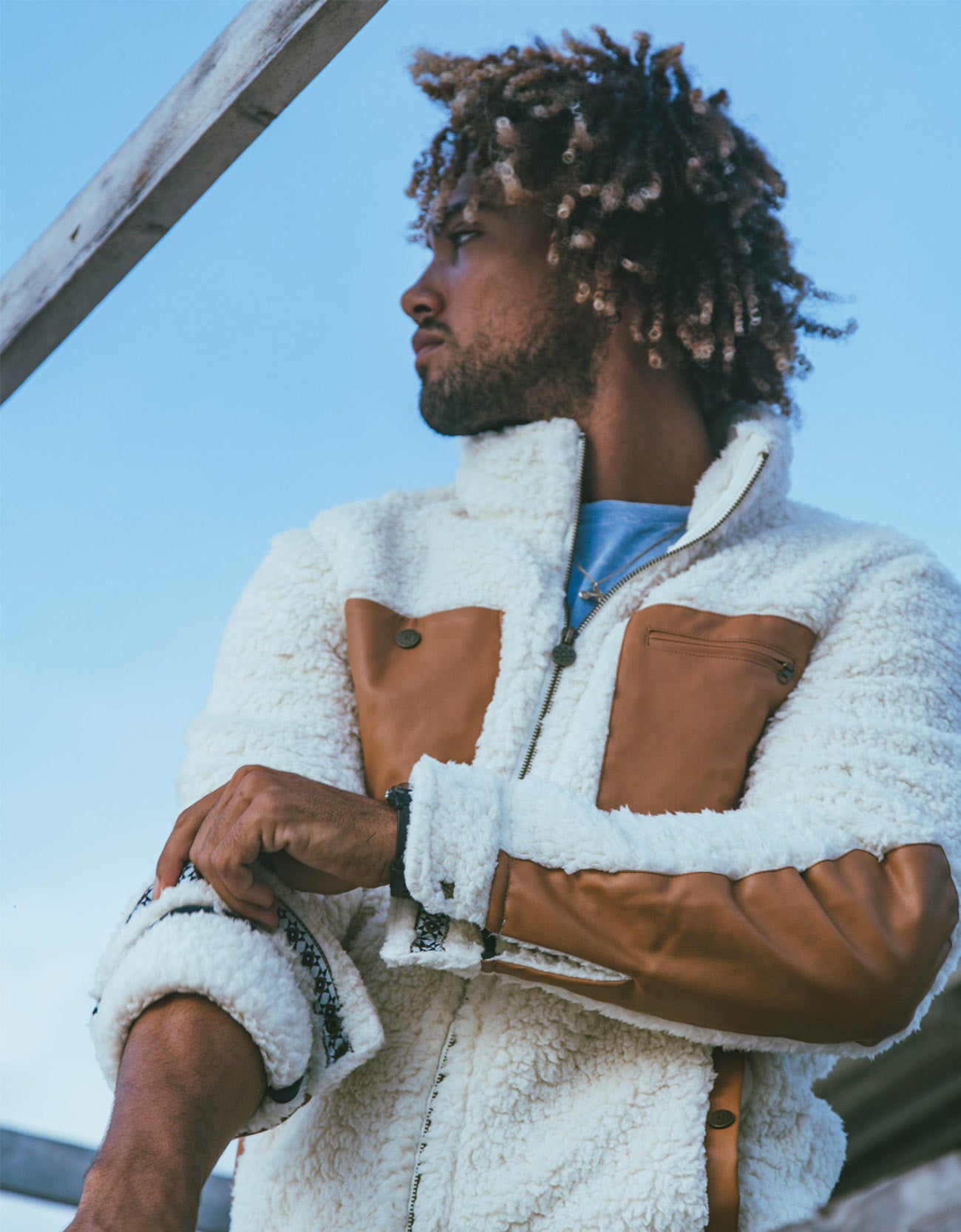 Baja Llama's Deap Shag Cream & Tan Sherpa Fleece Jacket