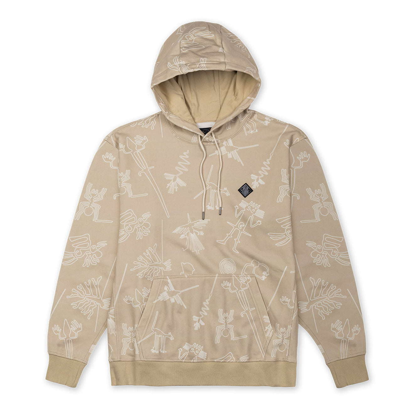 Gold Organic Cotton Hoodie with Nazca Lines print