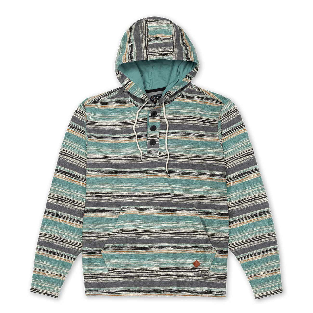 Baja Llama Green and black mexican style cotton poncho