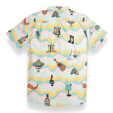 Hand-drawn Mexican fiesta graphic print button up shirt
