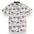 Black and white button up featuring monkey wearing red eyeglasses