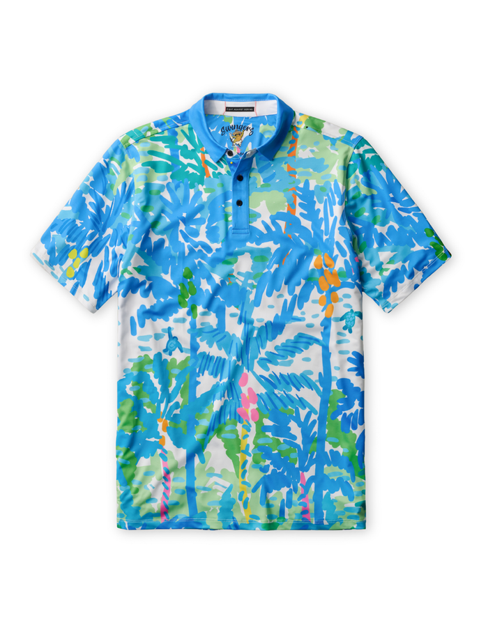 Blue Paradise tropical golf shirt polo men
