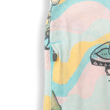 Hand-drawn Mexican fiesta graphic print button up shirt