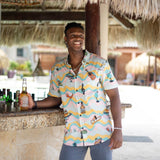 Hand-drawn Mexican fiesta graphic print button up shirt