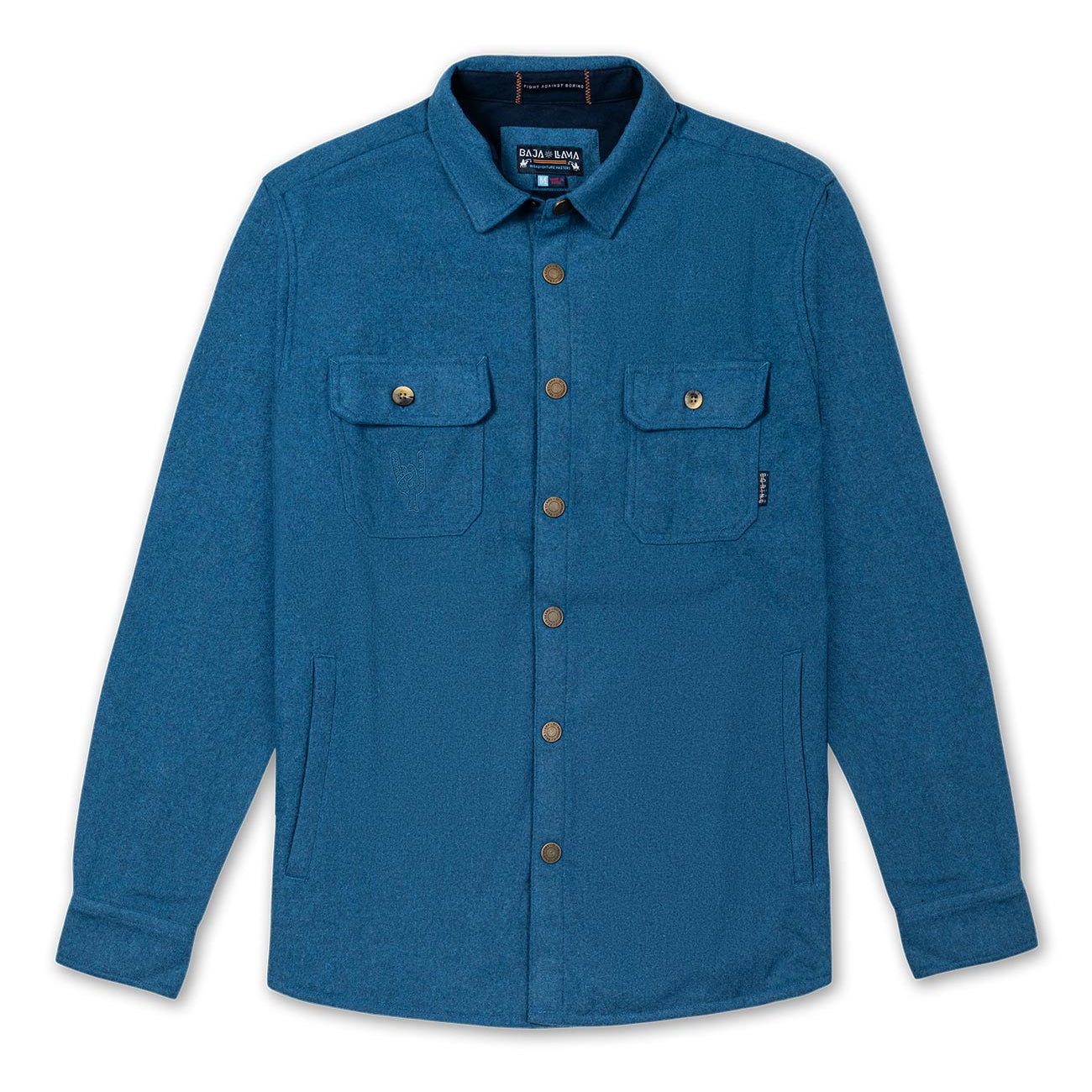 Baja Llama Blue Wool Mid/Heavyweight RoadRunner Flannel Shirt Jacket