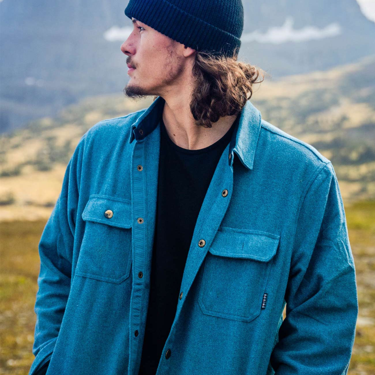 Baja Llama Blue Wool Mid/Heavyweight RoadRunner Flannel Shirt Jacket