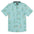 Turquoise button up shirt with yellow Tiger Lily, Foxtail and Monkey Monstera print