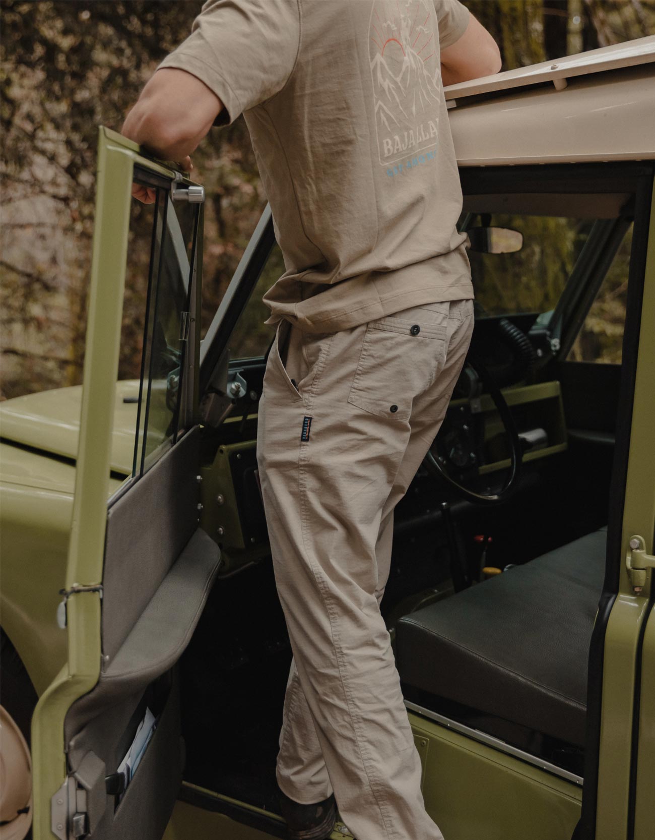 Baja Llama Khaki Vagabond Stretch Waistband Cotton Ripstop Travel Pants