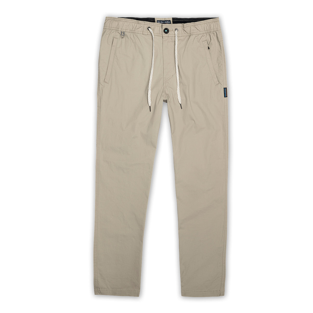 Baja Llama Khaki Vagabond Stretch Waistband Cotton Ripstop Travel Pants