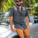 RETRO RAYS BLACK - DISSIDENT WESTERN FRONT SNAP BUTTON UP