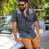 RETRO RAYS BLACK - DISSIDENT WESTERN FRONT SNAP BUTTON UP