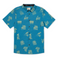 Baja Llama Blue gold tequila mexican themed print Recycled Poly stretch short sleeve button up shirt