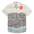 Flat lay of Red Sun Over Black Hills Vagabond recycled travel button-up shirt with bold print
