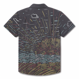 Back view of Sunburst Black Vagabond travel shirt with shirttail hem