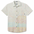 Flat lay of Sunburst Cream Vagabond recycled travel button-up shirt with bold print