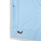 Baja Llama baby blue mexican embroidery snap front short sleeve button up shirt