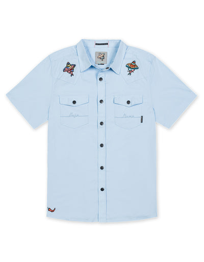 3 AMIGOS LIGHT BLUE - SNAP FRONT WESTERN