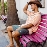 DOBBY DOES DALLAS - ORANGE CHECKERS - ONE OFF BUTTON UP RELAXED FIT