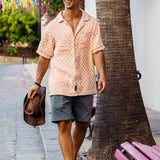 DOBBY DOES DALLAS - ORANGE CHECKERS - ONE OFF BUTTON UP RELAXED FIT
