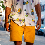 TOO BREEZYS MUSTARD - STRETCH LINEN SHORTS