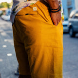 TOO BREEZYS MUSTARD - STRETCH LINEN SHORTS