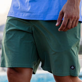 RELAXPLORATIONS - HEDGE GREEN ATHLEISURE SHORTS