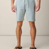 TOO BREEZYS AQUA FADE - STRETCH LINEN SHORTS