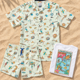 La Republica Bananera set: button up, swim trunks and tee