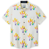 Men’s cactus print button up shirt cream front view

