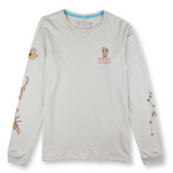 Baja Llama light desert-themed long sleeve tee with snake and Joshua tree back graphic. Soft cotton with printed sleeve details.
