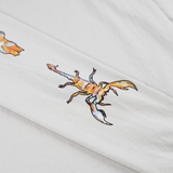 Baja Llama light desert-themed long sleeve tee with snake and Joshua tree back graphic. Soft cotton with printed sleeve details.