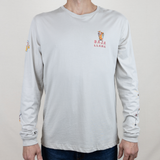 Baja Llama light desert-themed long sleeve tee with snake and Joshua tree back graphic. Soft cotton with printed sleeve details.