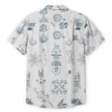 Back view of Desert Martians Premium men’s button-up shirt with illustrated desert artwork