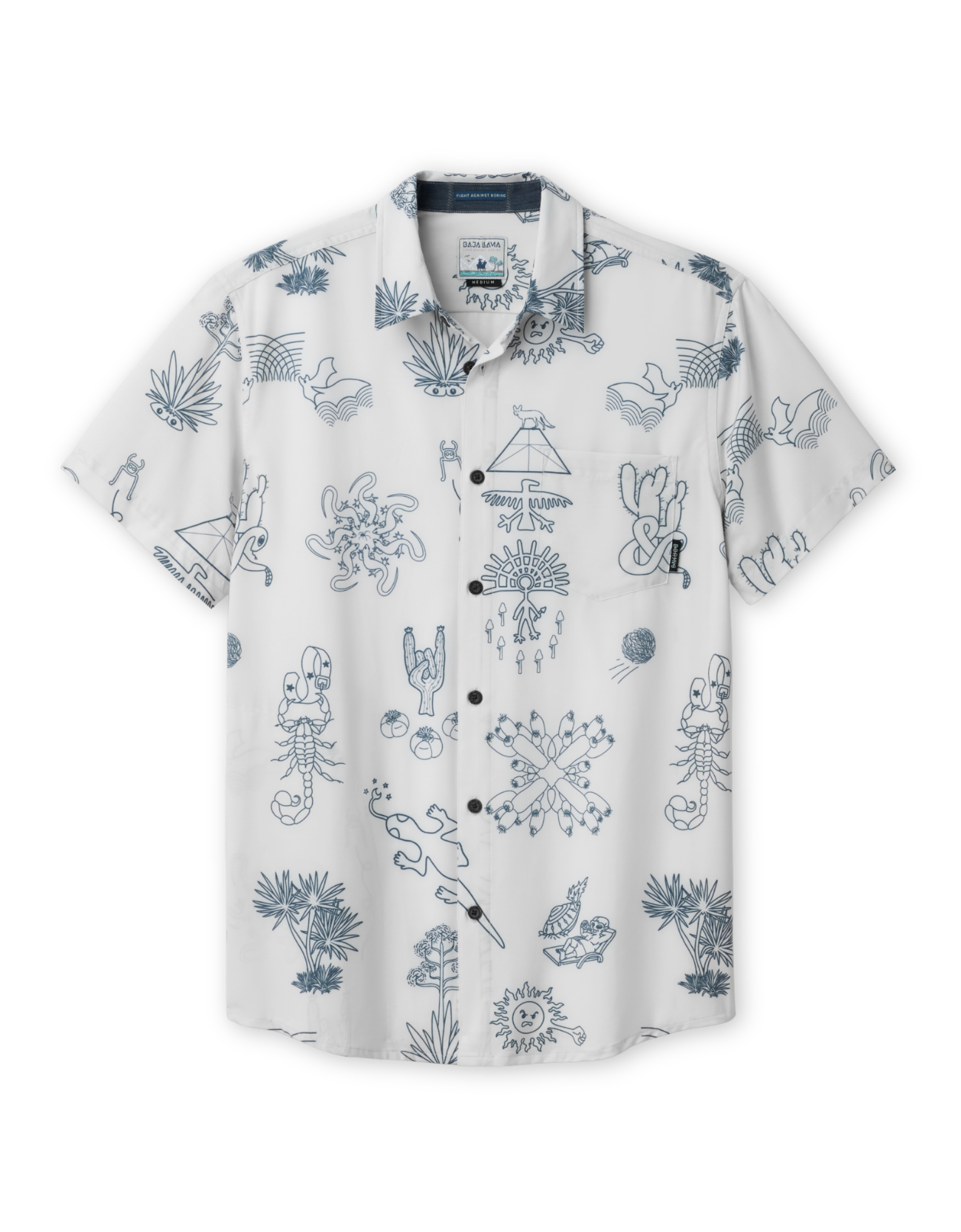 Men’s off-white desert print button-up shirt front view
