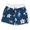Navy floral swim shorts with a bold hibiscus print and white waistband. Lightweight, quick-dry fabric for a comfortable beach-ready look.