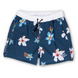 Navy floral swim shorts with a bold hibiscus print and white waistband. Lightweight, quick-dry fabric for a comfortable beach-ready look.