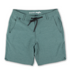 Baja Llama stretchy green hybrid shorts with drawstring waist, perfect for travel and everyday wear.