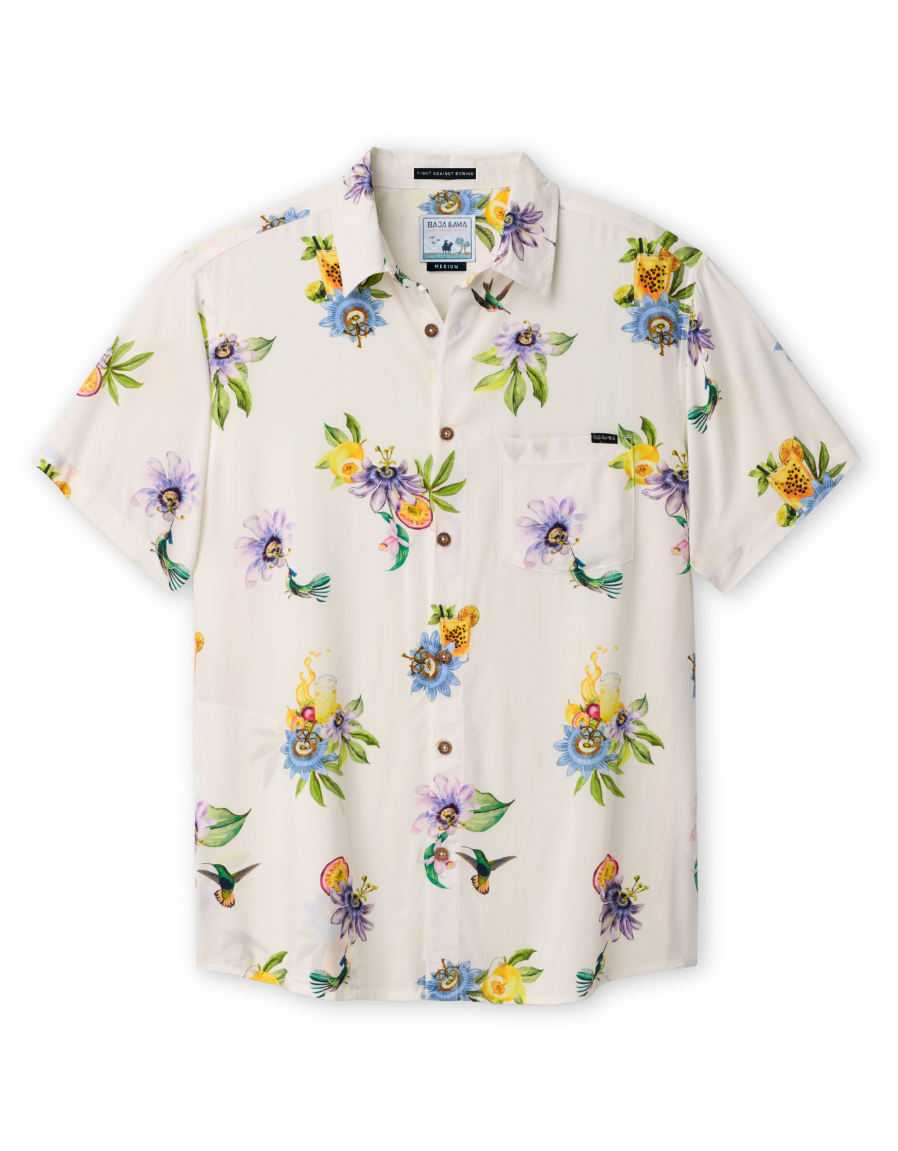 Men’s floral button-up shirt front view