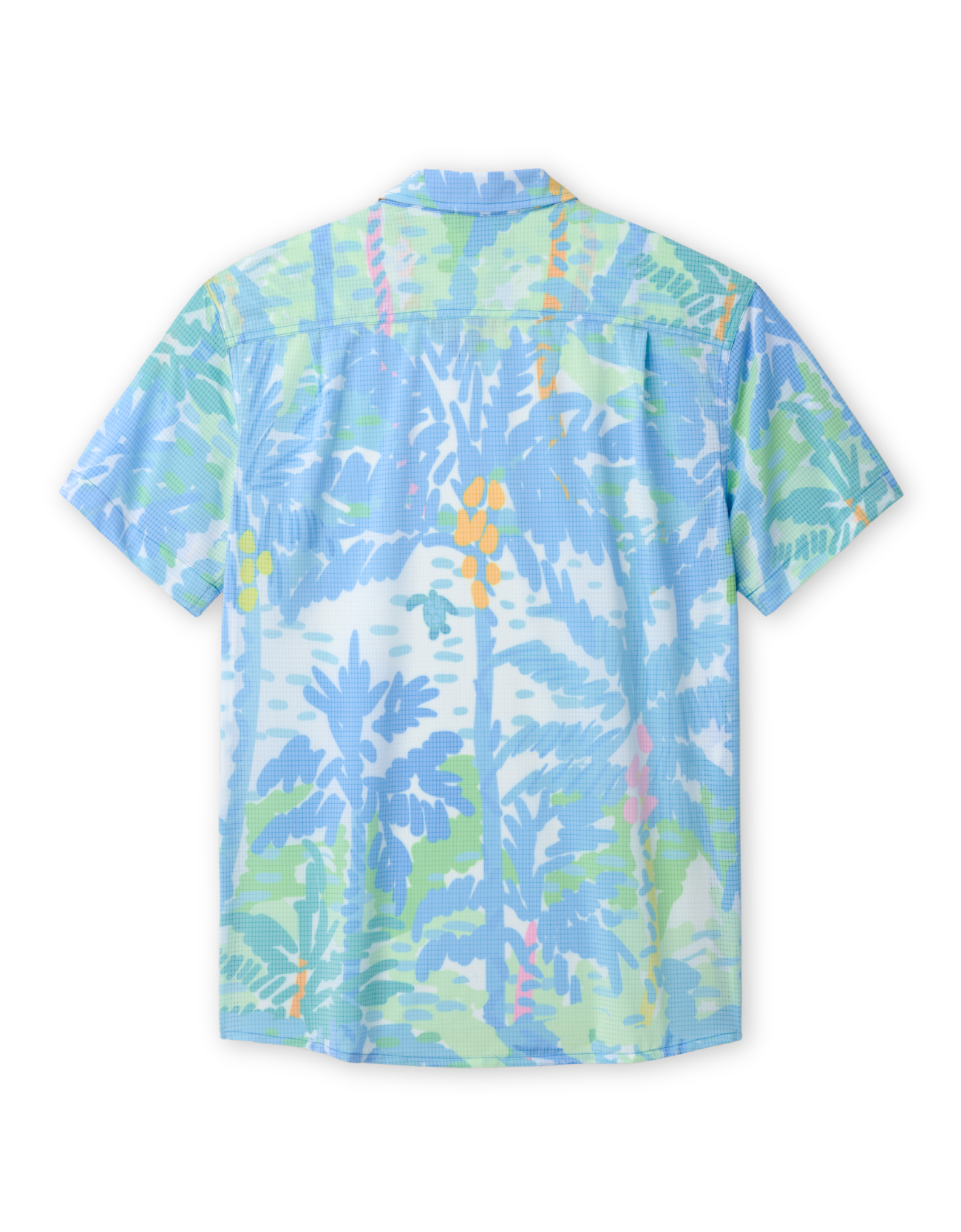 Back view of ultralight pastel print shirt – perfect for travel and beach days
