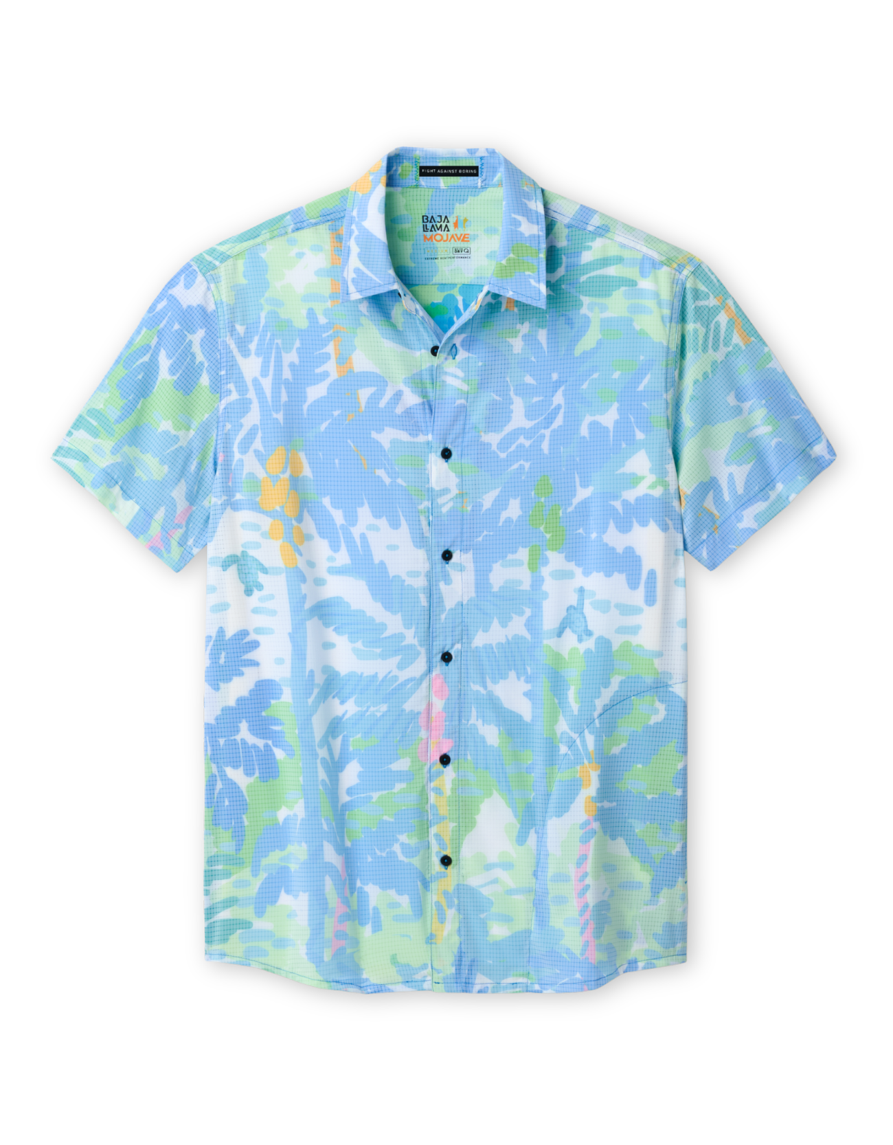 Front view of Pastel Paradise shirt – short sleeve performance shirt for hot weather

