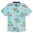 Baja Llama Green animal print viscose party short sleeve button up shirt